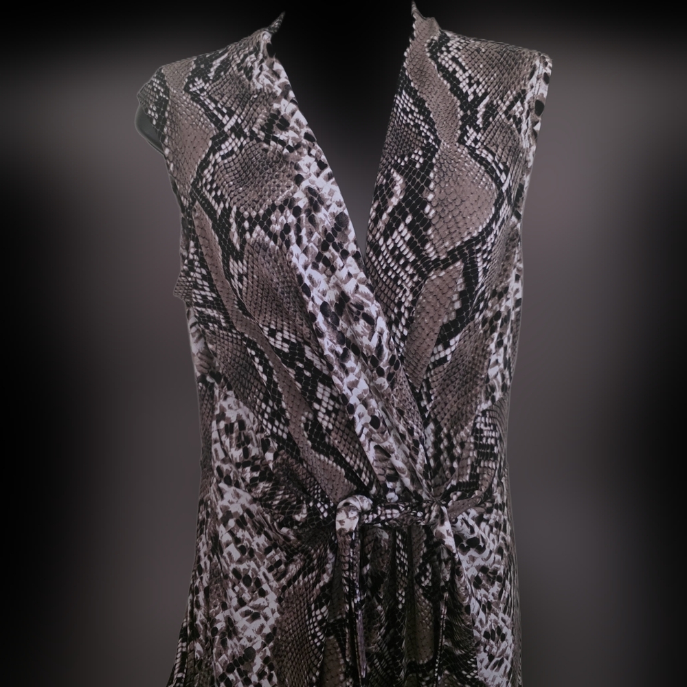 Enfocus Studio Black and Brown Snake Print Pantsuit